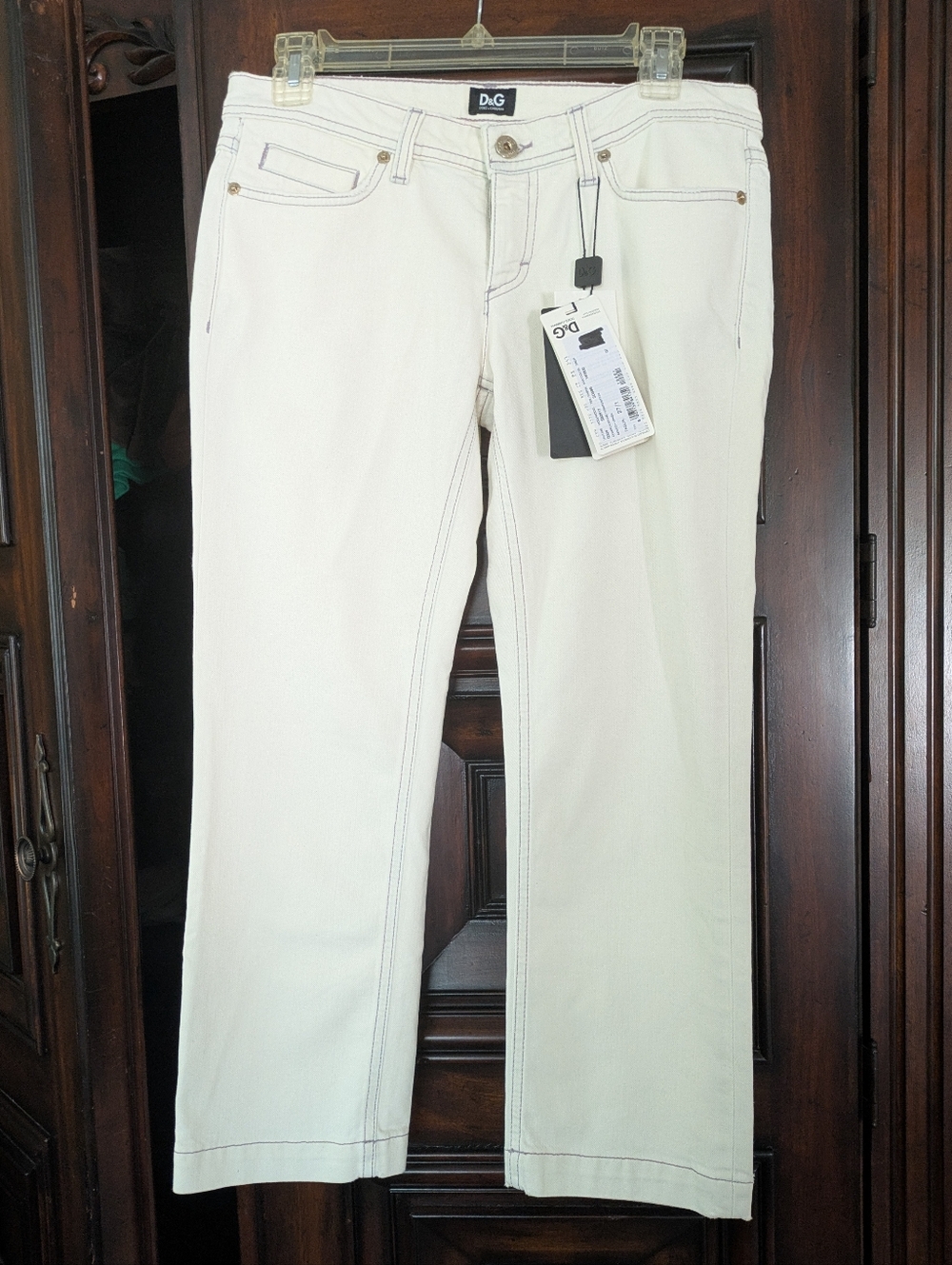 NWT Dolce & Gabbana vintage offwhite low-rise straight cut ankle jeans size 27/1